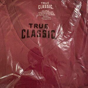 True Classic V Neck T Shirt Red XXL Men's Premium Fitted Tee